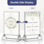 PPH-Sisy Clear Acrylic Sign Holder 5X7 with Silver Borders Display Stand, Double Sided Acrylic Picture Frames Plastic Sign Holder for Wedding Table Numbers Menu Holder (6 Pack)