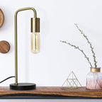 O’Bright Industrial Desk Lamp, 100% Metal Lamp, UL Certified Ceramic E26 Socket, Minimalist Design for Home Decoration, Table Lamp for Bedroom/Office/Dorm, ETL Listed, Gold-Black