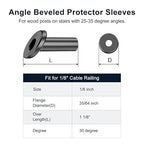 BLIKA 80 Pack 25 30 35 Degree 1/8" Black Cable Railing Angle Beveled Protector Sleeves, T316 Stainless Steel, Angle Protector Sleeves Deck Stair Cable Railing Hardware Kit for Wood Posts