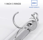 3 Ring Binder 1 Inch, ViVin Sturdy 1"-Round Ring Binder with 2 Interior Pockets, Clear View Cover, PVC-Free, Fits 200 Sheets of 8.5'' x 11'' Paper, Office Home School (8 Pack, White)