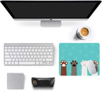 Auhoahsil Mouse Pad, 12 x 10 in Cute Cat Paws Theme Computer Mouse Pad for Desk, Premium-Textured Non-Slip Rubber Stitched Edges Waterproof Square Mouse Mat for Gaming Work Wireless Mice, Green