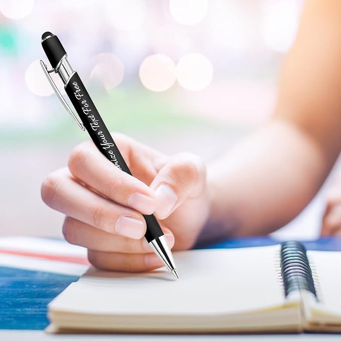 Max 500 Pcs Personalized Pens Bulk, Custom Pens with Free Engraving, Customized Stylus Tip Ballpoint Pen with Your Name Massage Text for School Office Business Graduation Anniversaries-10 Packs