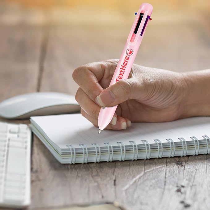 Custom 6-In-1 Multicolor Ballpoint Pen 0.5mm Tip Personalized Pens with Text Logo Name Printed Customized Pens Gift for Businesses School Office Employee Exhibition, 140PCS