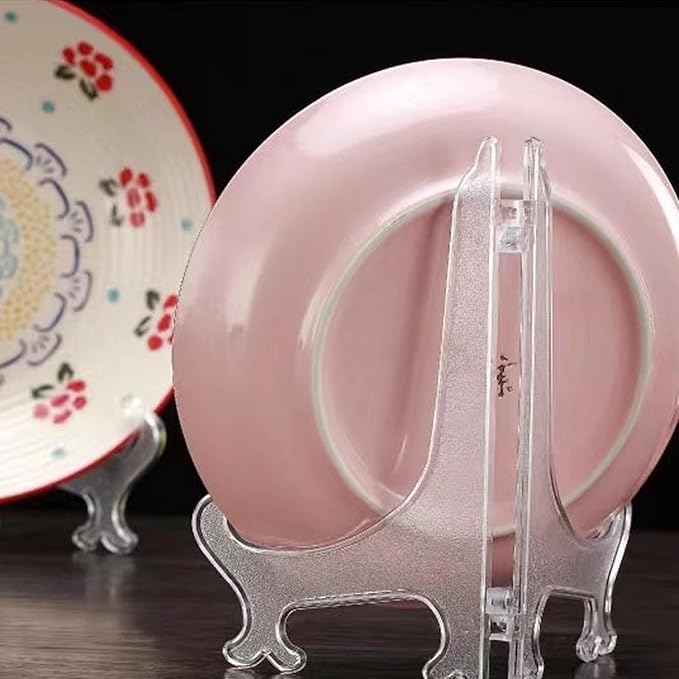 LonlyEagle 12 Pack 3 Inch Clear Plastic Easels or Stand/Plate Holders to Display Pictures or Other Items at Weddings, Plate Stands for Home Decoration, Birthdays, Tables
