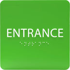 ADA CENTRAL SIGNS - 6" X6" Entrance Sign - ADA Compliant Tactile Graphics Grade 2 Braille Text Acrylic Wall Sign - Entry, Way in, Access Signs for Office, Hotel, Schools, Apartment, and Restaurants