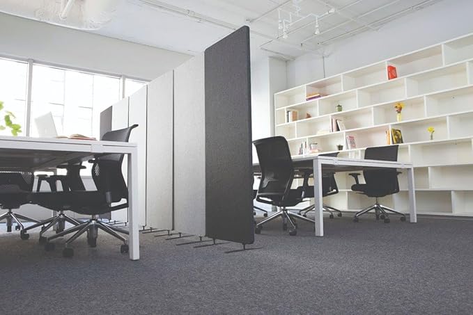 Stand Up Desk Store ReFocus Freestanding Noise Reducing Acoustic Room Wall Divider Office Partition (Ash Grey, 72" x 66", Zippered 3-Pack)