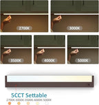Leetdud LED Under Cabinet Lighting Hardwired or Plug in, 12 Inch 6W, Dimmable 5 Color 2700K/3000K/3500K/4000K/5000K, Linkable Eyes Care Design Counter Lights for Kitchen, Sink, ETL Listed, Bronze