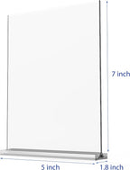 newnewshow 5“x7” Acrylic Sign Holder 6 Pack Vertical T Shape Double-Sided Desktop Display Holder