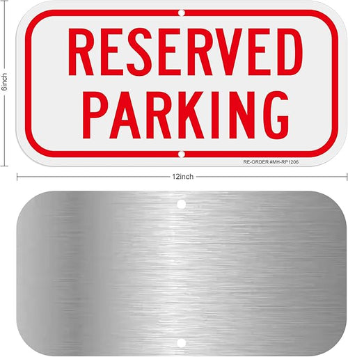 2 Pack Reserved Parking Signs,12x6Inch Aluminum Reserved Sign, UV Protected and Weatherproof, Durable Ink, Easy to Install and Read, Indoor/Outdoors Use