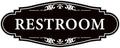 Restroom Sign for Business and Home，Self-adhesive Unisex Bathroom Sign Sticker，Waterproof Vinyl Toilet Decor for House，Office，Shop，Door（Black）