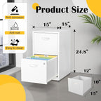 SteeLoong 2 Drawer File Cabinet with Lock,White Metal Office Drawers Filing Cabinets for Home Office, Two Drawer Under Desk File Cabinet for Hanging Letter,Easy Assemble