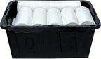 4-Pack Heavy Duty 27 Gallon Plastic Storage Bins with Lids - Stackable Large Storage Totes for Garage, Home Organization & Moving Supplies (Black Bases & Red Lids)