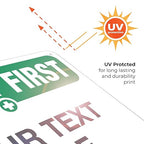 Custom Safety First Sign, OSHA Sign, 10x7 Inches, Rust Free .040 Aluminum, Fade Resistant, Indoor/Outdoor Use, Made in USA