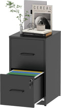 Yukimo 2 Drawer File Cabinet with Lock, Vertical File Cabinet with Lock, Locking File Cabinet Hanging Files for A4/ Legal/Letter, Require Assembly, Black