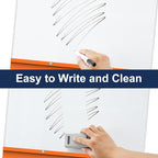 TSJ OFFICE Rolling Whiteboard Standing - 40 x 26 Inches Magnetic Mobile White Board with Stand, Height Adjustable Dry Erase Board on Wheels with Paper Clamp on Top, Orange