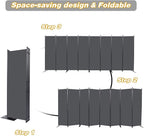 CHOSENM Room Divider, 8 Panel Folding Privacy Screens with Wider Support Feet, 6 Ft Portable Room Partition for Room Separator, 176" W X 71" H, Grey