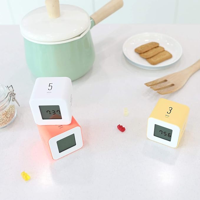 mooas Multi Cube Timer Clock (Mint) Rotating Flip Gravity Sensor Time Management Digital LED Clock & Timer 1, 3, 5, 10 min Setting ADHD Desk Office Productivity Kids Workout Kitchen