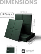 Large Felt Bulletin Board 36"x24", 6-Pack 4-Compartment Wall Organizer, Cork Board Alternative with 60 Removable Adhesive Tabs, Modular Felt Panels for Home Office, Classroom and Study-Pine Green