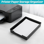 AZFUNN Letter-Size Tray Desk Letter Tray Paper Tray, Sturdy Heavy-Duty Plastic Printer Paper Tray, Single-Tier Stackable File Storage Organizer for Office Home (1, Black)