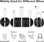 Flezoo Cable Clips Cord Holder - 18 PCS Black Adhesive Phone Cord Organizer Charger Holder Cable Wire Management Clips Keeper for Nightstand, Desk, Office or Mouse