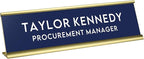 Custom Engraved Desk Plate | Personalized with your Name and Title | Perfect Decor for Office, Business, or Home | Multiple Font and Color Options | 2x8" or 2x10" (Dark Blue w/White Letters, 2x8")
