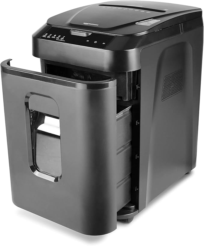 Amazon Basics 150 Sheet Autofeed Micro Cut Paper Credit Card Shredder for Security, Black