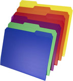 Dunwell Plastic Colored File Folders (12 Pack), 1/3 Tab Filing Folders for 8.5x11 Letter Size Documents, Assorted Colors, Acid-Free Poly, Includes Labels