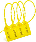 1000Pcs Plastic Tamper Shipping Seals Pull-Tite Security Seal Signage Numbered Fire Extinguisher Tags Zip Ties Labels Disposable Self Locking for Logistics, Luggage,Transport (Yellow, 1000pcs)