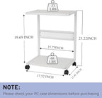 Bfttlity PC Stand Computer Tower Stand 2-Tier Metal CPU Holder with Locking Caster Wheels Suitable for Most PC (S,White)