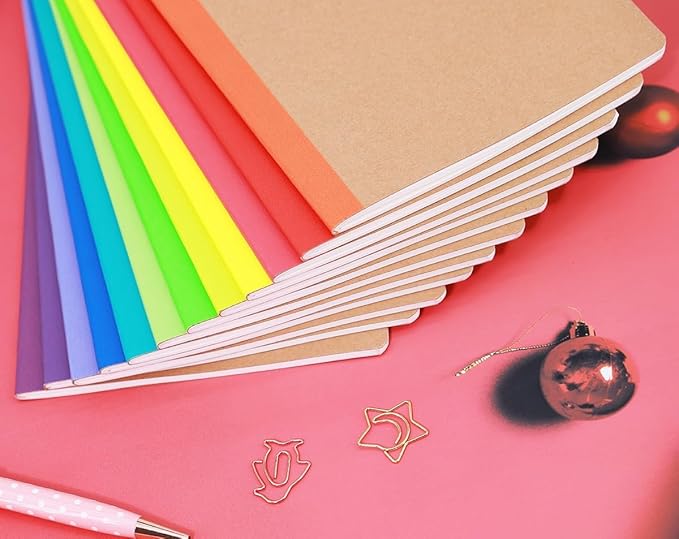 Zegrox 24 Pack A5 Kraft Notebooks, 60 Blank Pages Travel Journal Bulk, Soft Cover Notebooks for Women Girls Students, Making Plans Writing Memos Office School Supplies, 8.3 X 5.5 in