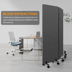 Soundproof Room Divider W/Wheels, 66in Office Dividers for Sound Proofing & Reducing, Sound Proof Dividers for Office Partitions Portable Acoustic Wall Divider (Dark Grey, 3 Panel+3 Panel)