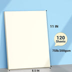 Cardstock 8.5 x 11, Thick Printer Paper, Card Stock Paper 200 gsm, 120 Sheets Cream Card Stock, Off White Heavy Card stock, Construction Paper for Invitations, Diy Cards, Business Cards, Drawing etc