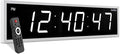 Ivation Huge Oversized 48" Large Digital LED Clock | Big Digital Clock w/Multi-Function Display – Stopwatch, Timer, Alarms, Temp & Date | 6 Brightness Levels, Time Memory & Remote (White)