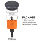 VIKITON Desk Grommet 2 inch with Hole Saw, Desk Cord Hole Cover Grommet for Cables, 2 PCS, Black