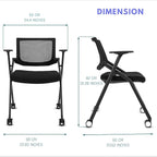 20 Pack Conference Room Chairs with Wheels and Paddle, Ergonomic Mesh Back and Arms for Home Office Desk Folding Chairs Black (10 Boxes)