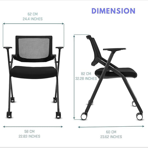 20 Pack Conference Room Chairs with Wheels and Paddle, Ergonomic Mesh Back and Arms for Home Office Desk Folding Chairs Black (10 Boxes)
