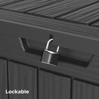 Decksplore 35 Gallon Outdoor Storage Box Waterproof Lockable Resin Deck Box Large, Patio Storage Bin for Pool Accessories Cushion Furniture, Garden Tools, UV-Resistant Outside Delivery Black