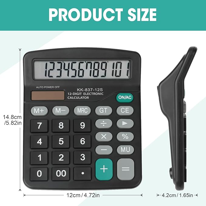 8 Pack Calculator Bulk, 12 Digits Calculators Desktop with Large LCD Display and Sensitive Butto, Solar and Battery Dual Power, Desk Calculator for Office, School, Home
