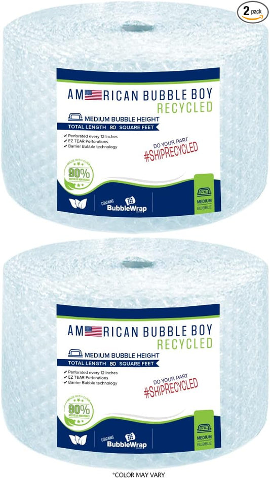 5/16 Medium Recycled Bubble Wrap - 2 Rolls