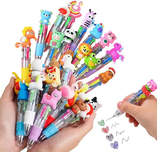 30 Pack Cute Multicolor Pens | Kawaii 4-in-1 Colors Ballpoint Pens for Kids- Perfect Party Favors, Classroom Prizes- Fun Writing Gifts for Boys Girls