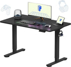 FLEXISPOT EN1 One-Piece Standing Desk, 48"x24" Seamless Desktop Electric Height Adjustable Desk for Home Office, Multi-Monitor Setups & Easy Assembly, Black (Black Frame)