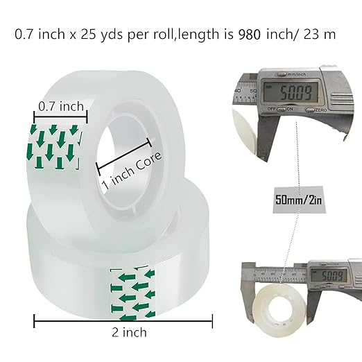 12 Rolls Transparent Tape Refills Rolls Each Rol 1 inch Corel 3/4 x 980 Inches,for School,Office, Home.