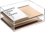 SANRUI Acrylic Paper Tray Organizer for Desk,Desk Organizers and Accessories,2 Pack Stackable Paper Organizer for Letter,Documents,Books,Magazines Crystal-Clear File Organizer