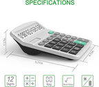 Splaks 4 Pack Standard Functional Desktop Calculator - Solar and AA Battery Dual Power Electronic Calculator with 12-Digit Large Display (2 Basic Black & 2 Updated Silver)