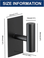 VAEHOLD Wall Towel Hooks, Heavy Duty Sticky Holder Waterproof Towel Hooks for Hanging Coat, Clothes, Closet Hook Wall Mount for Kitchen (Black, 2 Pack)