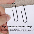 Vinaco Paper Clips Black, 400PCS Medium and Jumbo Paper Clips (1.3 inch & 2.0 inch), Durable & Rustproof, Coated Paperclip Great for Office School and Personal Use(Black)