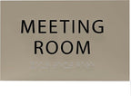 ADA CENTRAL SIGNS - 6" X4" Meeting Room Sign - ADA Compliant Tactile Graphics Grade 2 Braille Text Acrylic Wall Sign | Privacy, Interview, Room Name Sign for Schools, Hospitals, Offices, & Apartments