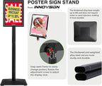 INNOVSIGN Heavy Duty Adjustable Pedestal Poster Sign Stand, 11x17 Aluminum Open Floor Standing Sign Holder for Vertical and Horizontal View Display, Black