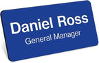 Name Tag, Magnetic Blue and White Name Tags, Personalized Name Tags, 1.5x3 Inches, Durable Engravable Impact Material, Made in The USA by My Sign Center