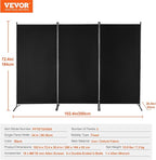 VEVOR Room Divider, 3 Panel Room Divider, Folding Privacy Screen and Portable Partition Divider for Room Separation, Freestanding Room Partitions for Office, Bedroom, Black